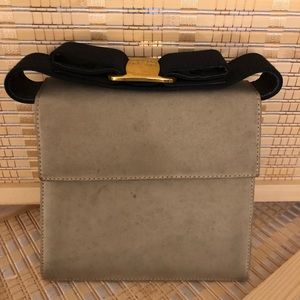Vintage Ferragamo Vara Bow purse gray suede